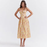 Dress Square Collar Cami Dress Slim Fit Backless Sweet Spicy Wind Floral Dress